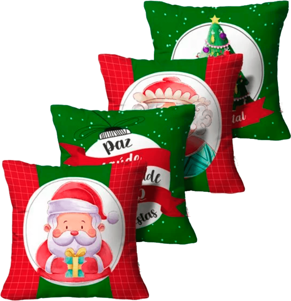 Kit 4 Capas de Almofada - Boas Festas