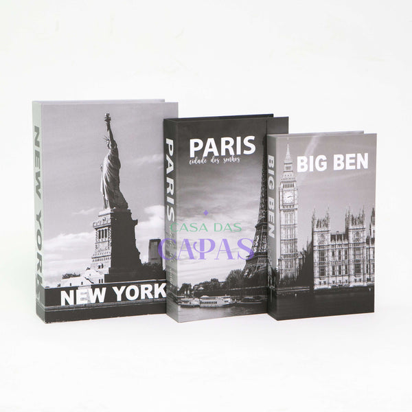 Conjunto Caixa Porta Objetos/Livro Decorativa Luxo - Cidade dos Sonhos